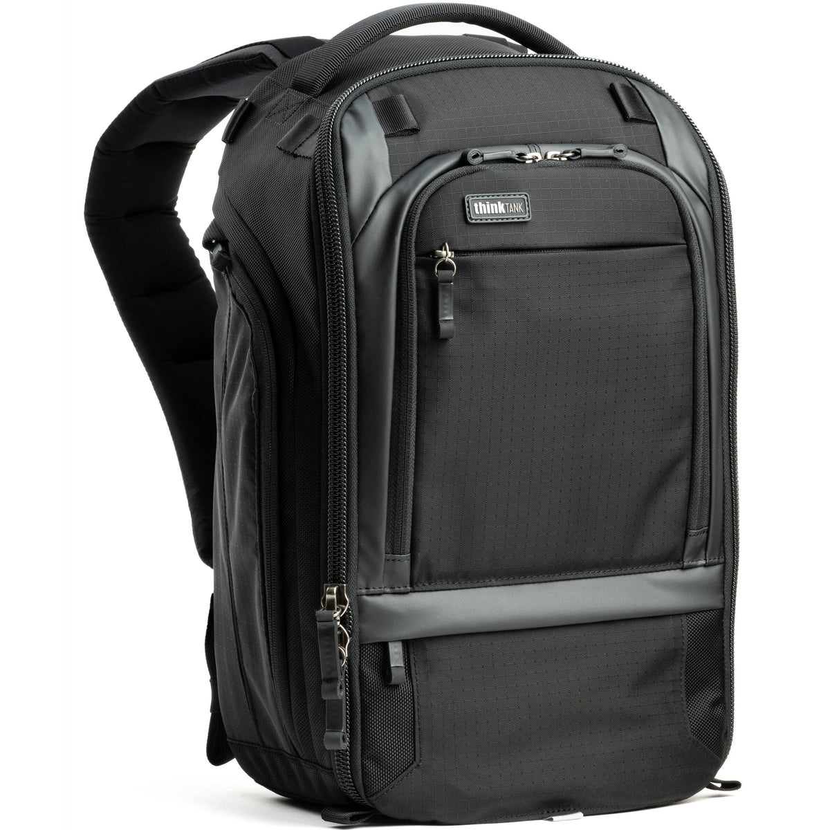 Think Tank Walker Pro Series backpack with padded compartments for video equipment storage, black durable camera bag.
