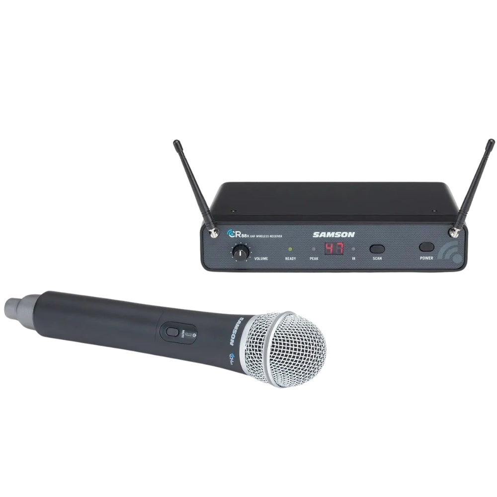 Samson Concert 88x Q7 professional handheld wireless microphone system with microphone and receiver components.