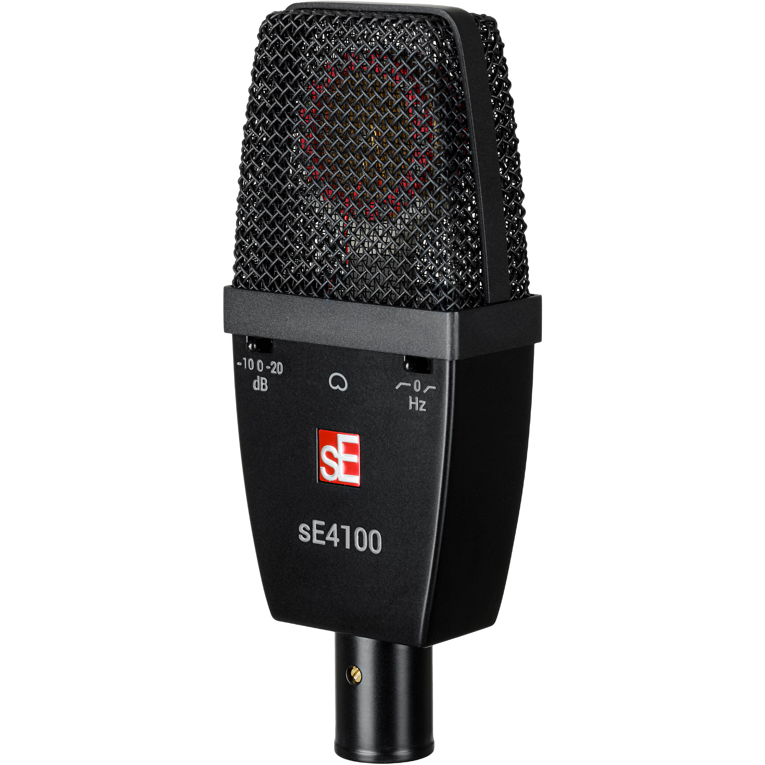 sE Electronics sE4100 condenser microphone with metal grille and shock mount, designed for studio recording and vocals
