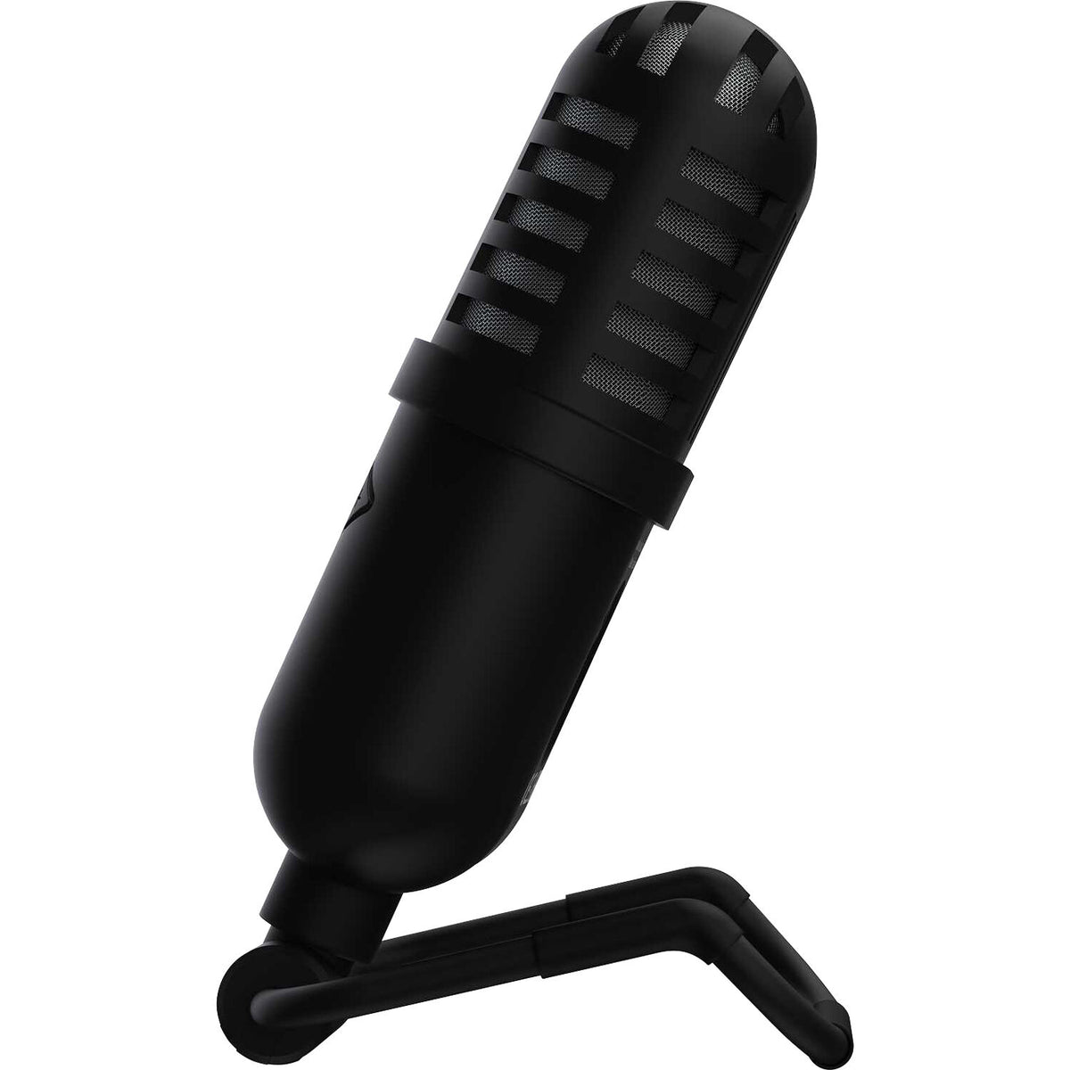 Reloop sPodcaster Go USB microphone with adjustable stand and built-in controls, ideal for podcasting and streaming.