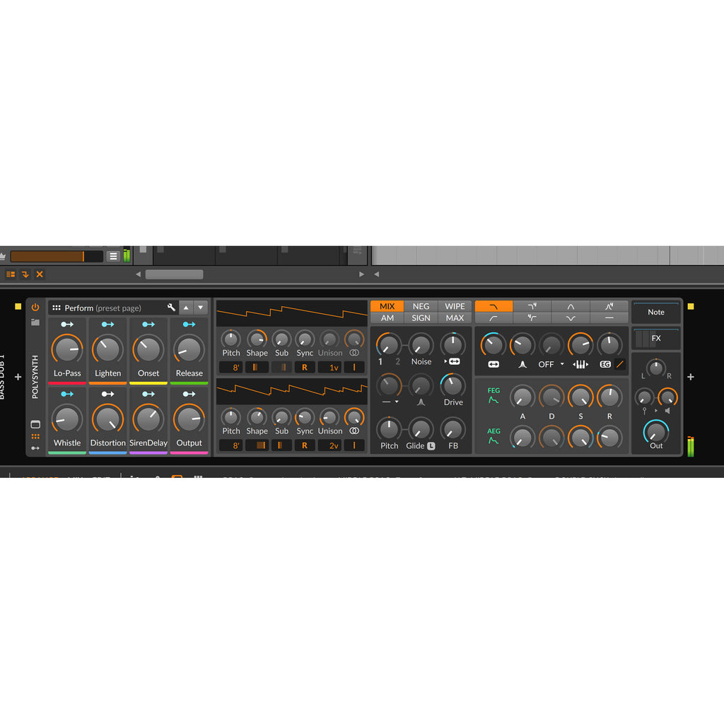 Bitwig Studio 5 music production software interface showing digital tracks, mixer, and editing tools on screen.