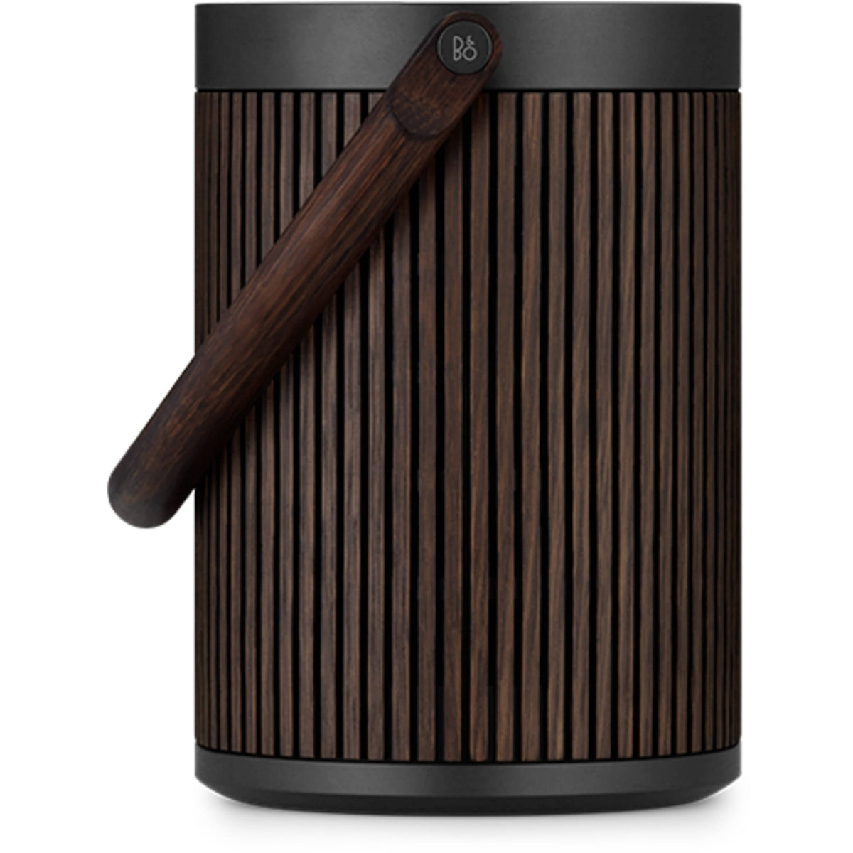 Bang & Olufsen Beosound A5 portable speaker with sleek design, fabric covering, and control buttons on top.
