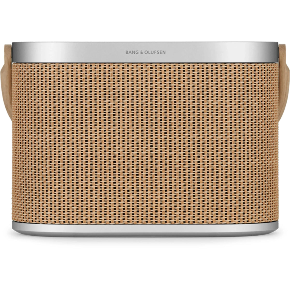 Bang & Olufsen Beosound A5 portable speaker with sleek design, fabric grille, and control buttons on top.