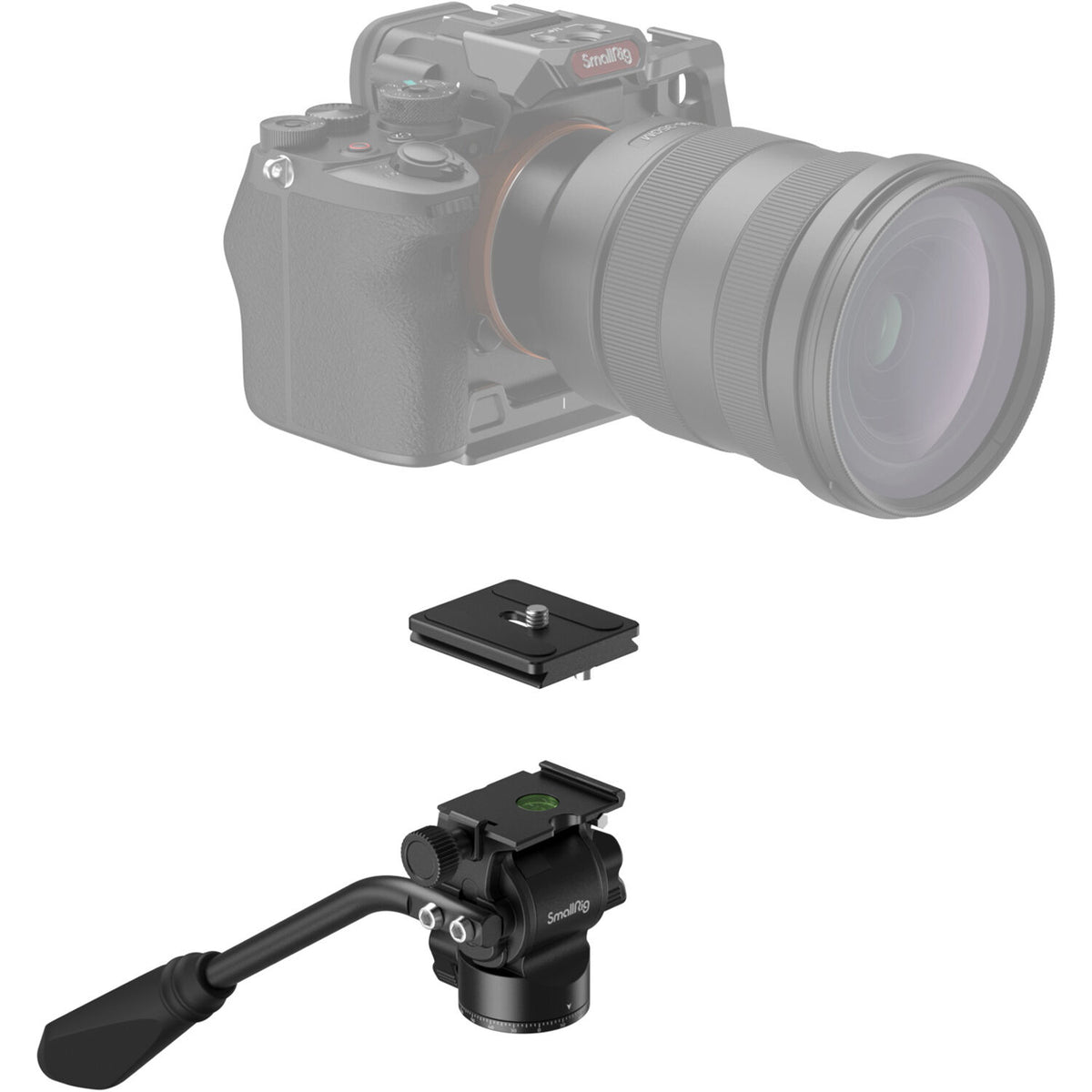 SmallRig CT180 video tripod kit with adjustable legs and fluid head for stable filming and smooth camera movements.