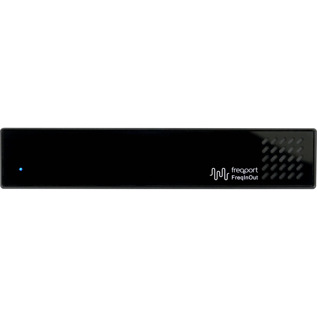 Freqport FreqInOut FO1 audio interface with multiple input and output ports, compact design, and professional audio connectivity.