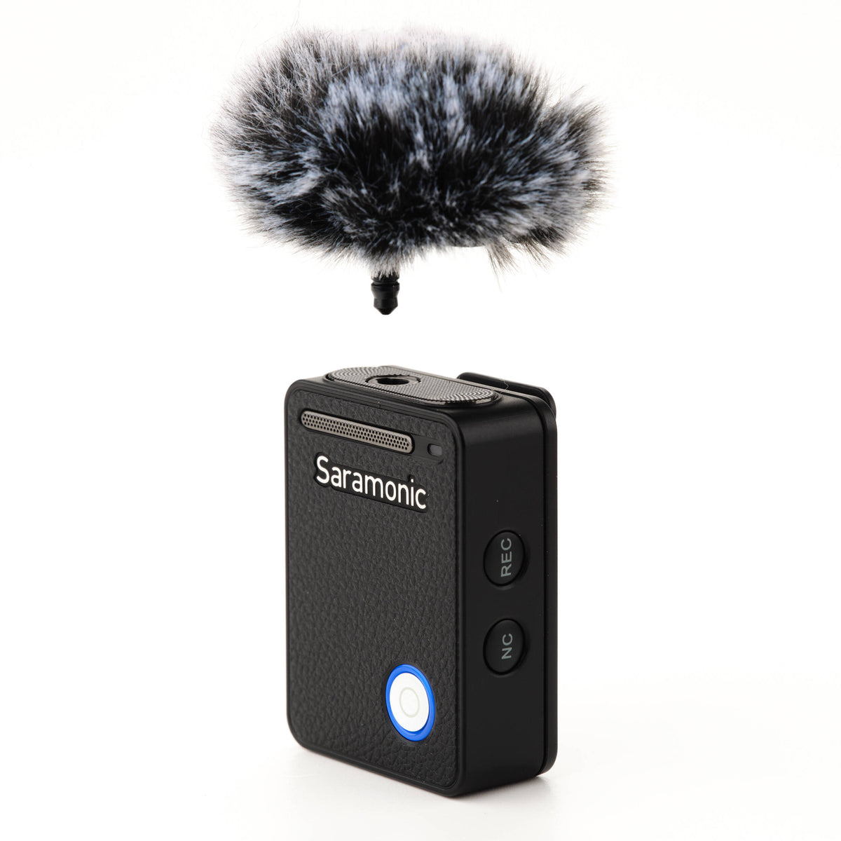 Saramonic Ultra Creator Wireless Microphone System with compact transmitter and receiver showing controls and antenna.