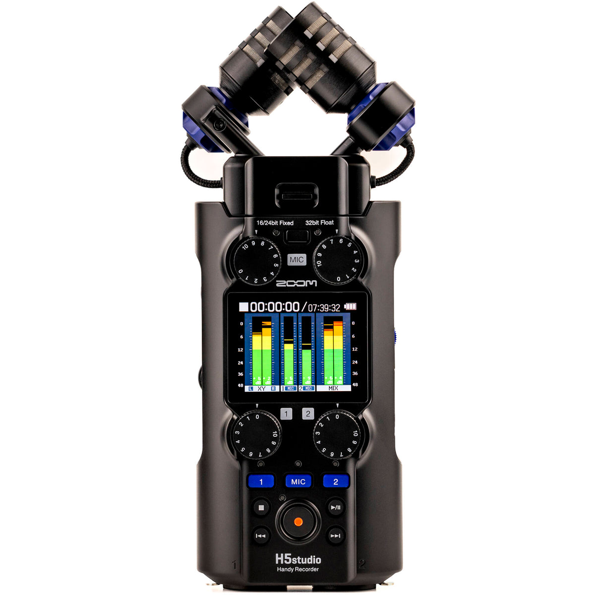 Zoom H5 digital recorder with multiple input jacks and portable design, ideal for professional audio recording.