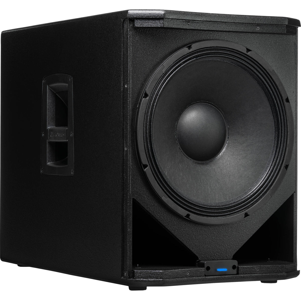 Presonus Air XD Sub 15 active subwoofer with black enclosure and control panel, designed for high-quality bass amplification.