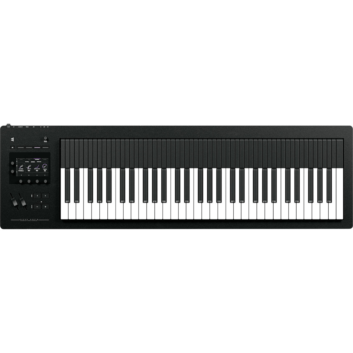 Expressive E Osmose 61 keyboard synthesizer with black control panel and keys, showcasing its expressive interface and modern design.