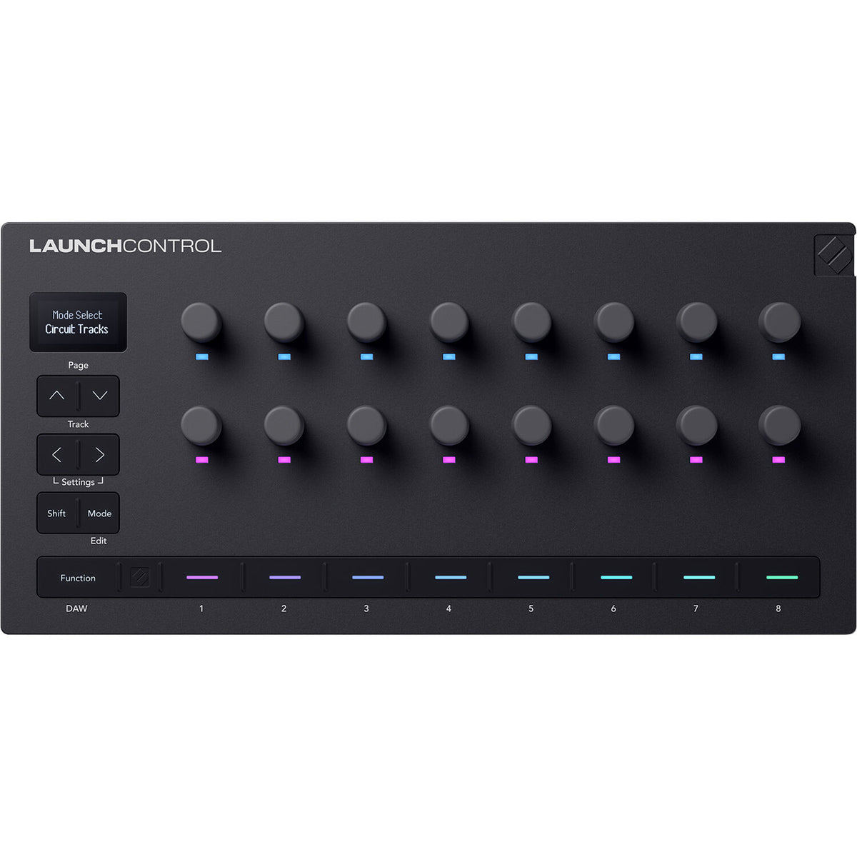 Novation Launch Control 3 MIDI controller with knobs and pads for music production and live performance.