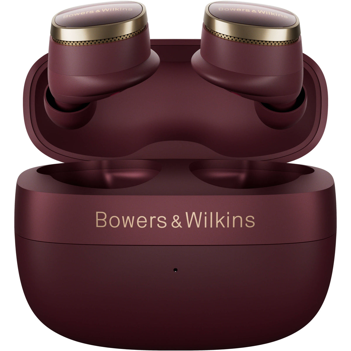 Bowers & Wilkins Pi8 wireless in-ear headphones with sleek black earbuds and inline remote on a white background.