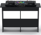 Glorious Mix Station 2 DJ table with a sleek black finish, sturdy design, and ample workspace for music production and DJing.
