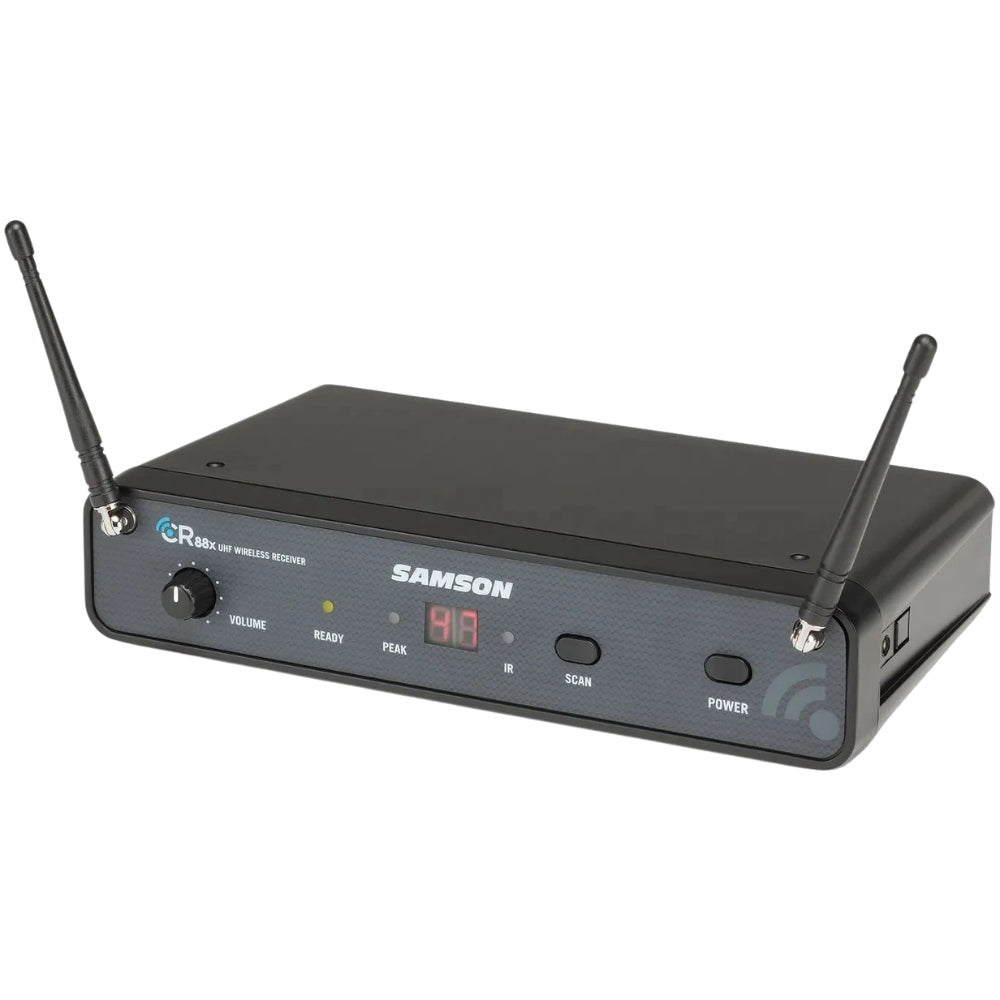 Samson Concert 88x Q7 handheld wireless microphone system with receiver and microphone for professional audio use.