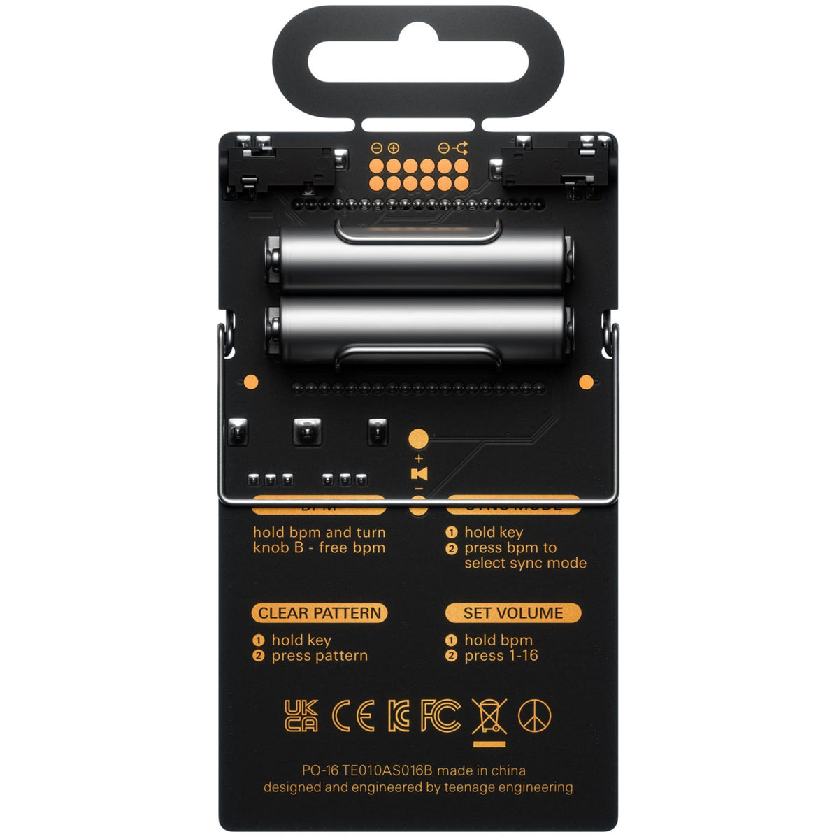 Teenage Engineering PO-16 Factory portable music gadget with colorful buttons and compact design, showcasing its electronic interface.