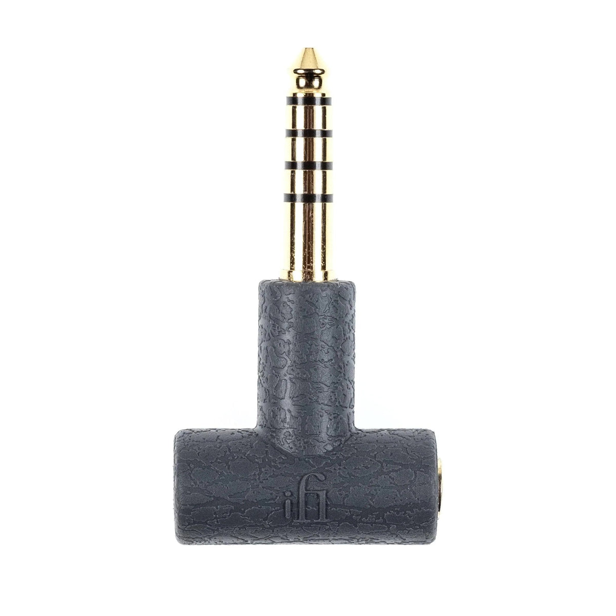 iFi Audio 3.5mm to 4.4mm headphone adapter, compact black connector for high-quality audio connection.
