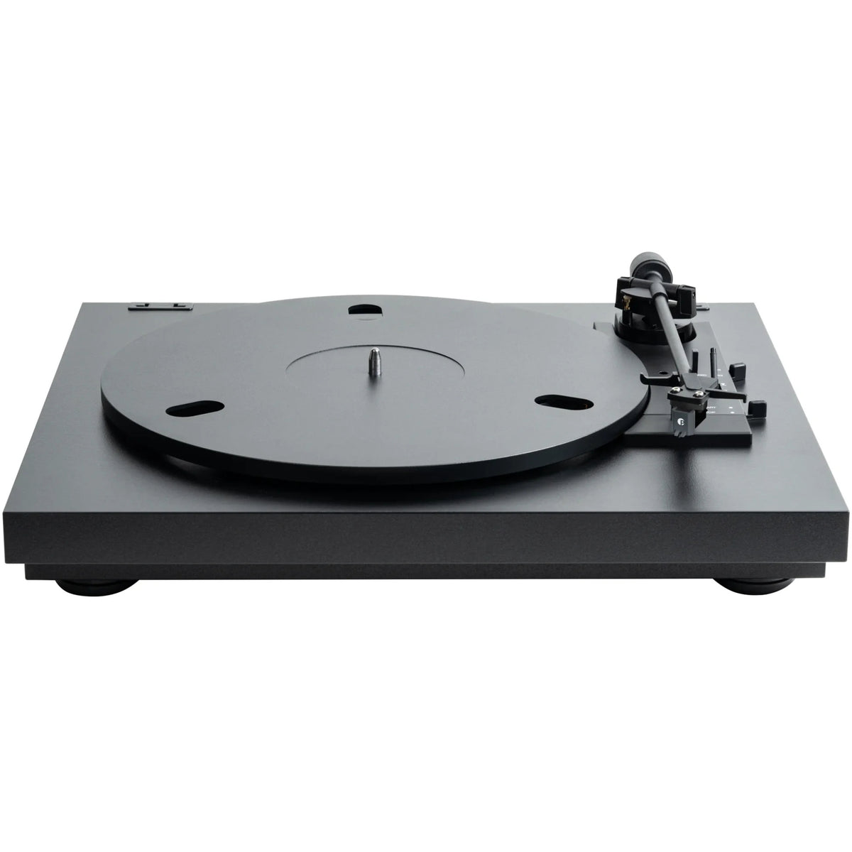 Pro-Ject Automat A1.2 turntable with sleek design, tonearm and platter visible, showcasing modern audio equipment for vinyl listening.