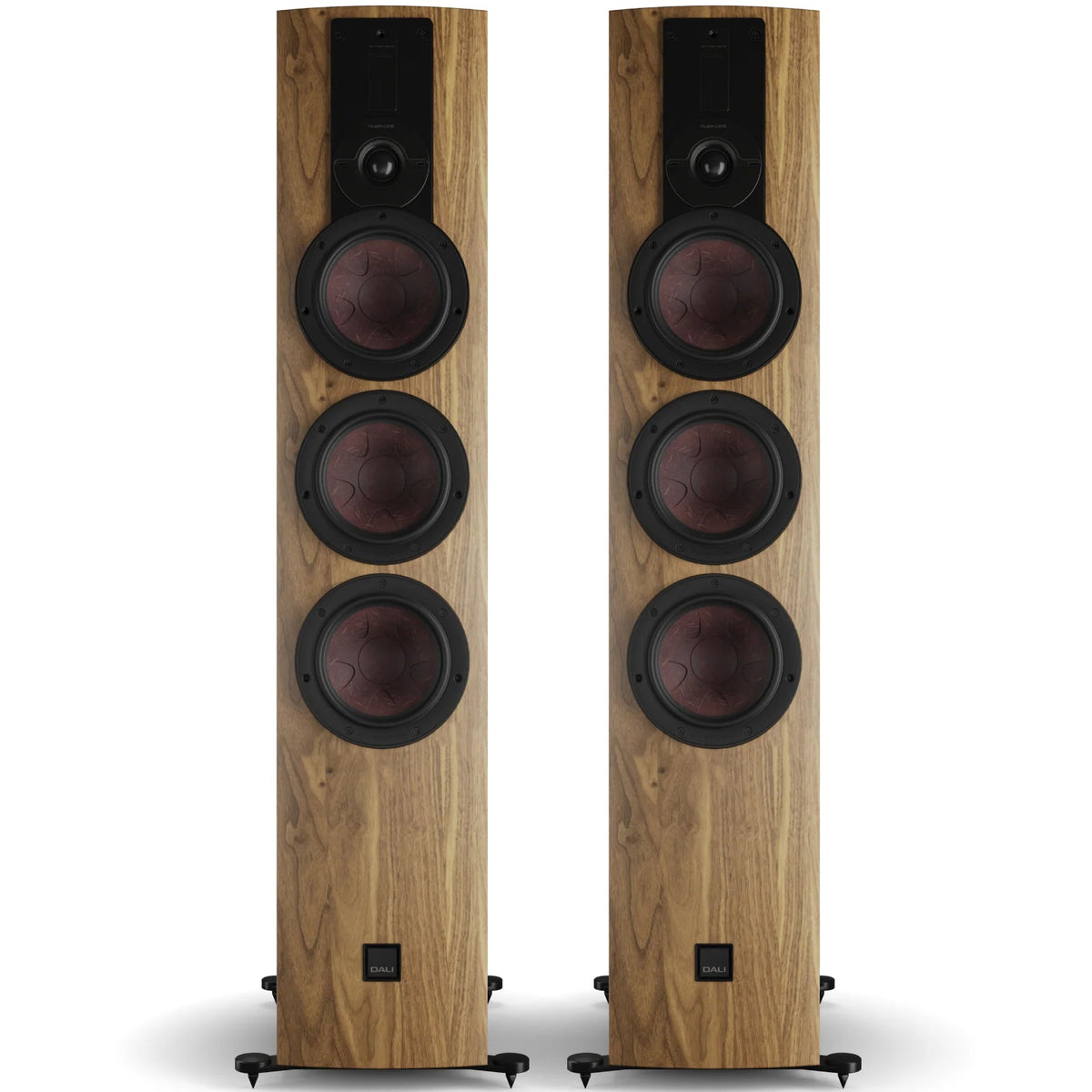 DALI Rubikore 8 passive floorstanding speaker showcasing a sleek black speaker with a modern design and high-quality build.