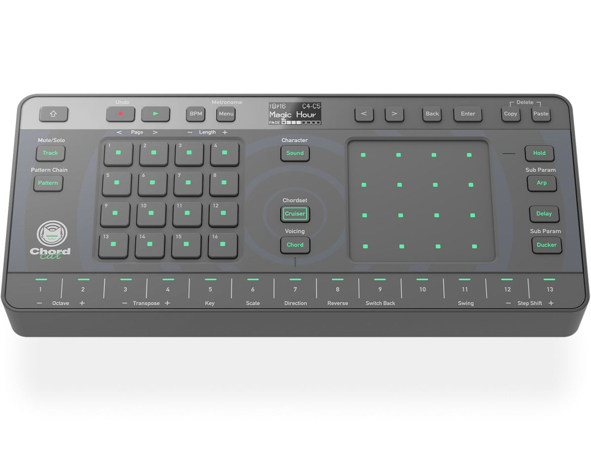 AlphaTheta ChordCat DJ pad controller, front-on controls layout.
