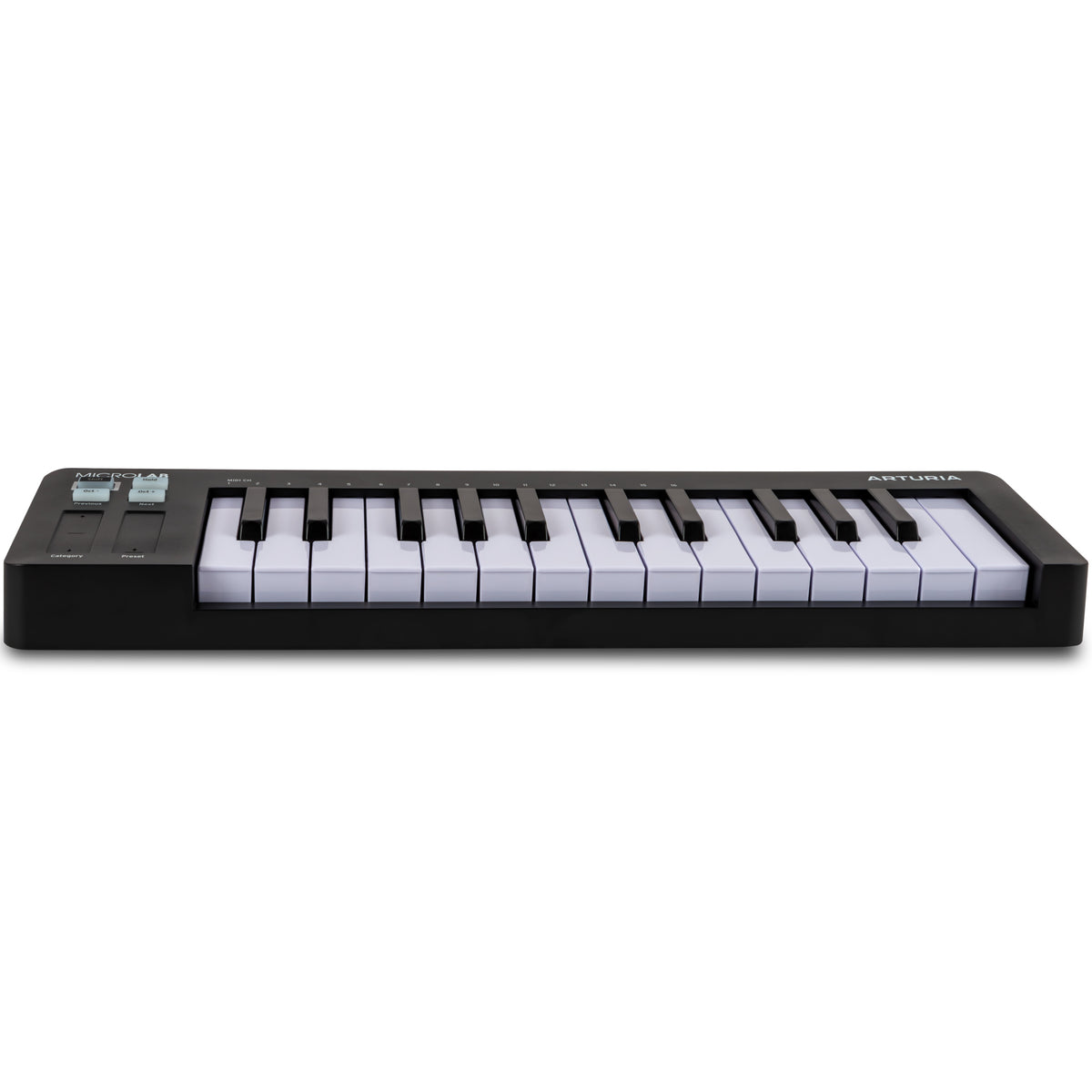 Arturia MicroLab MK3 MIDI keyboard controller, black, front view