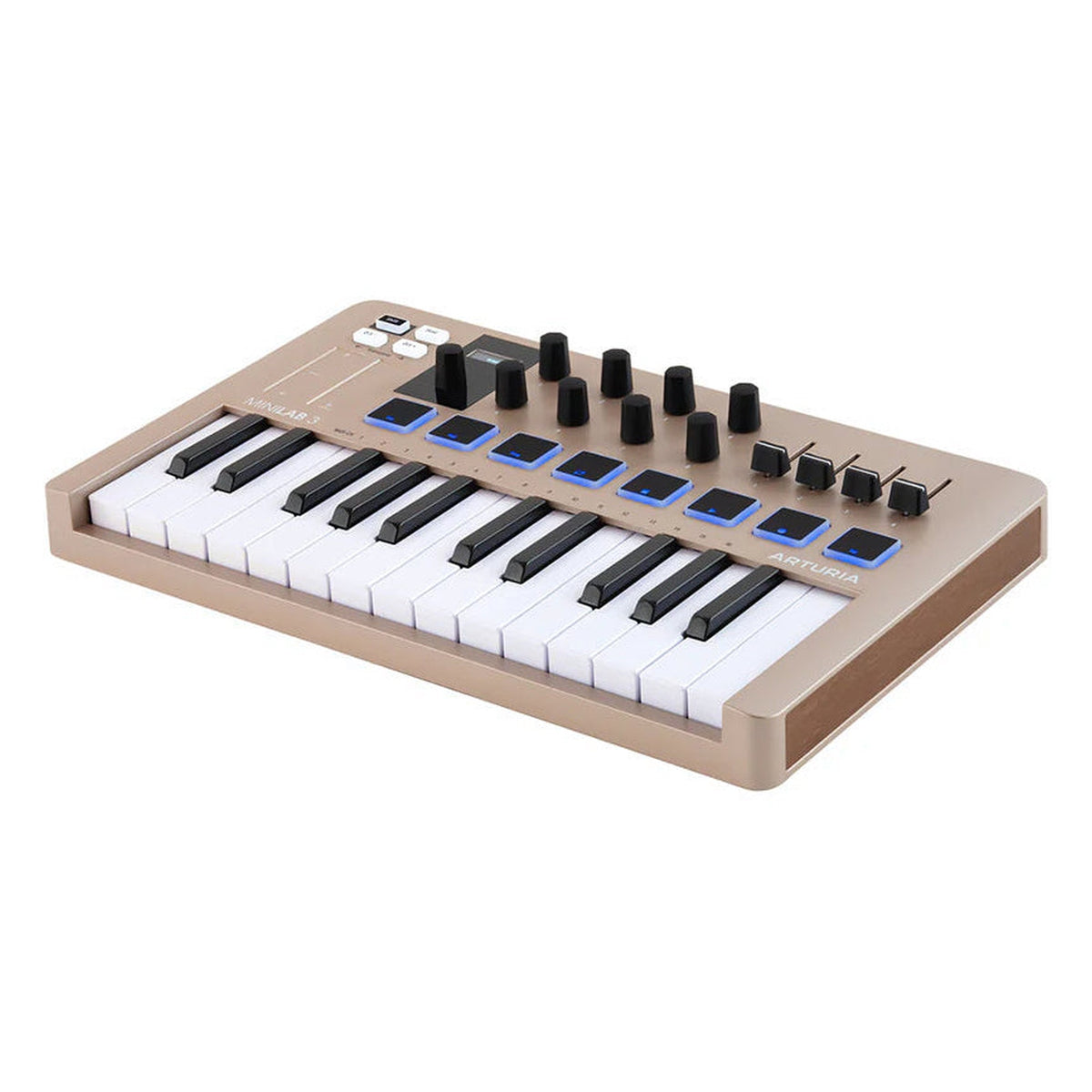 Arturia MiniLab 3 MIDI keyboard, in black, close-up