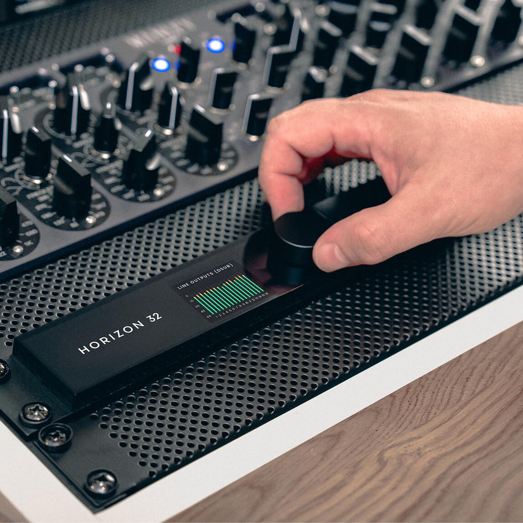 Audient Horizon 32 Motion UI metering display and monitor control knob
