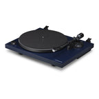 Cambridge Audio Spira belt-drive turntable in Blue with the dust cover removed