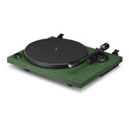 Cambridge Audio Spira belt-drive turntable in Green with the dust cover removed