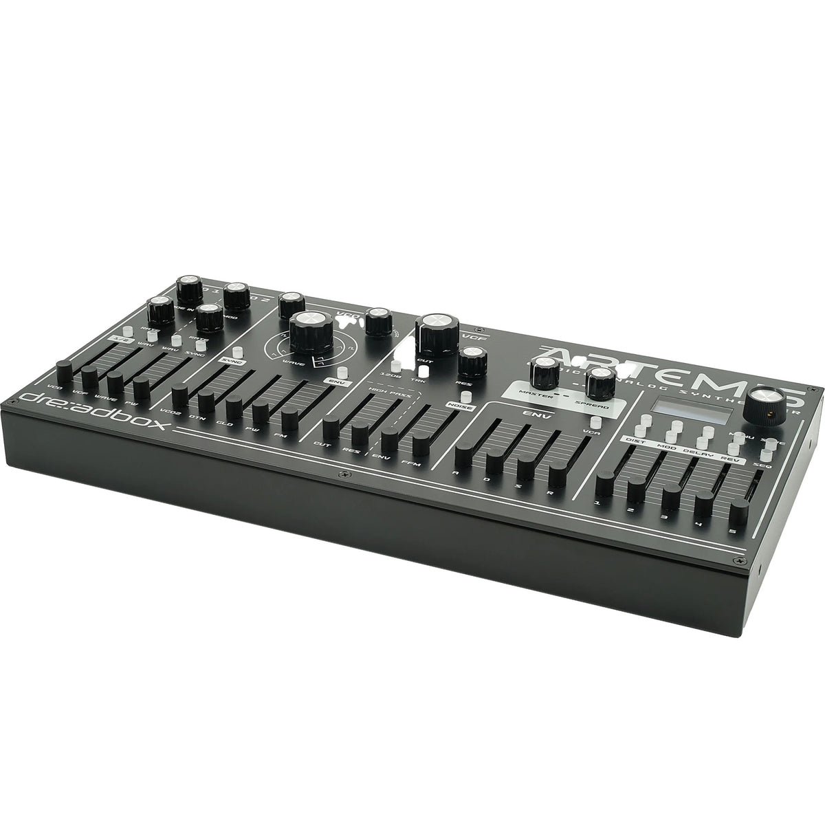 Dreadbox Artemis synthesizers, retail packaging