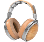 FiiO FT1 closed-back over-ear headphones with walnut wood cups, in black