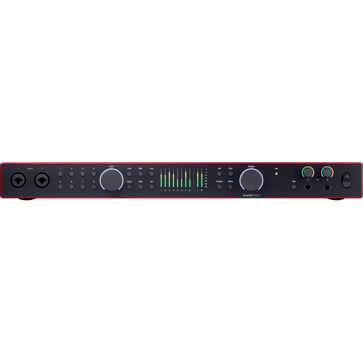 Focusrite Scarlett 18i20 4th Gen audio interface, front panel controls