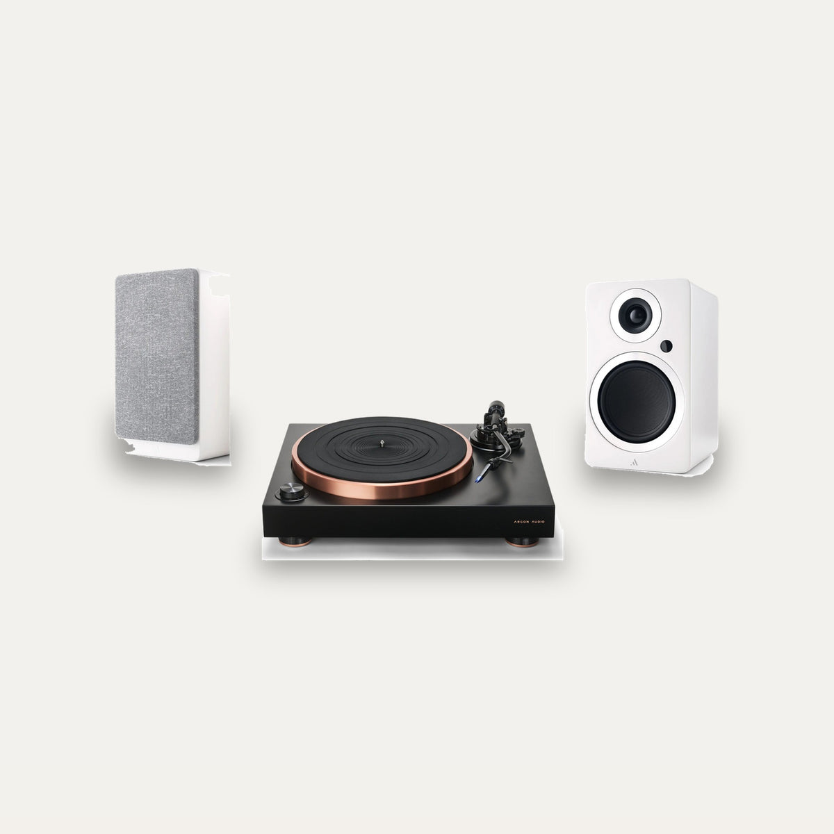 Argon Audio AURORA + Forte A5 MK2 Active Vinyl Setup – Turntable Finish Black, Speaker Finish White