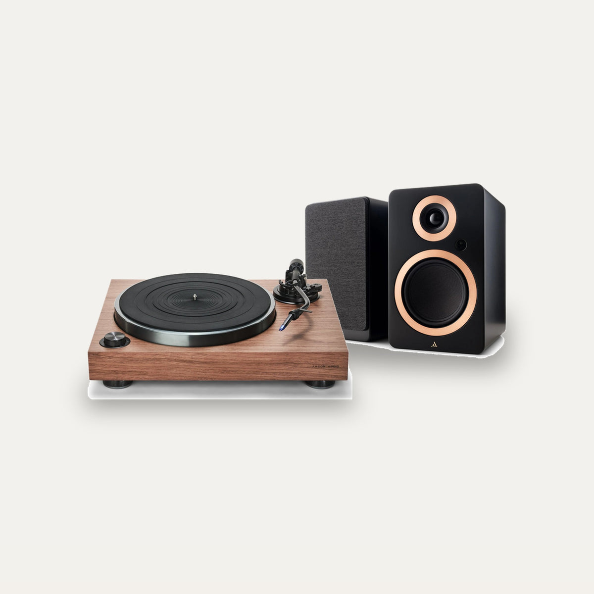 Argon Audio AURORA + Forte A5 MK2 Active Vinyl Setup – Turntable Finish Walnut, Speaker Finish Black
