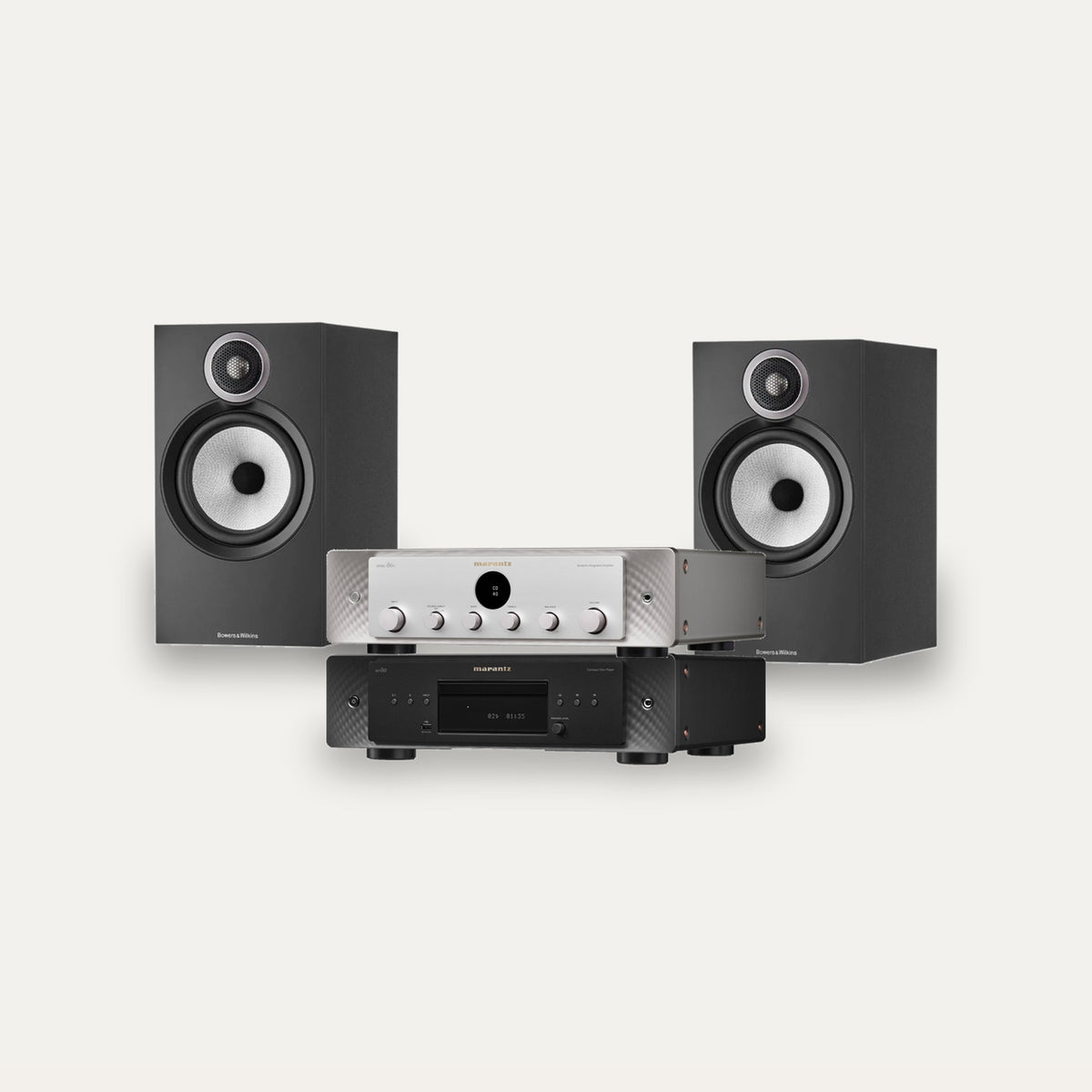 Marantz MODEL 60n + CD 60 + Bowers & Wilkins 606 S3 System – Amplifier Finish Silver Gold, CD Player Finish Black, Speaker Finish Black