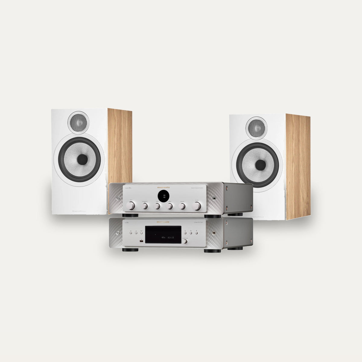 Marantz MODEL 60n + CD 60 + Bowers & Wilkins 606 S3 System – Amplifier Finish Silver Gold, CD Player Finish Silver Gold, Speaker Finish Oak