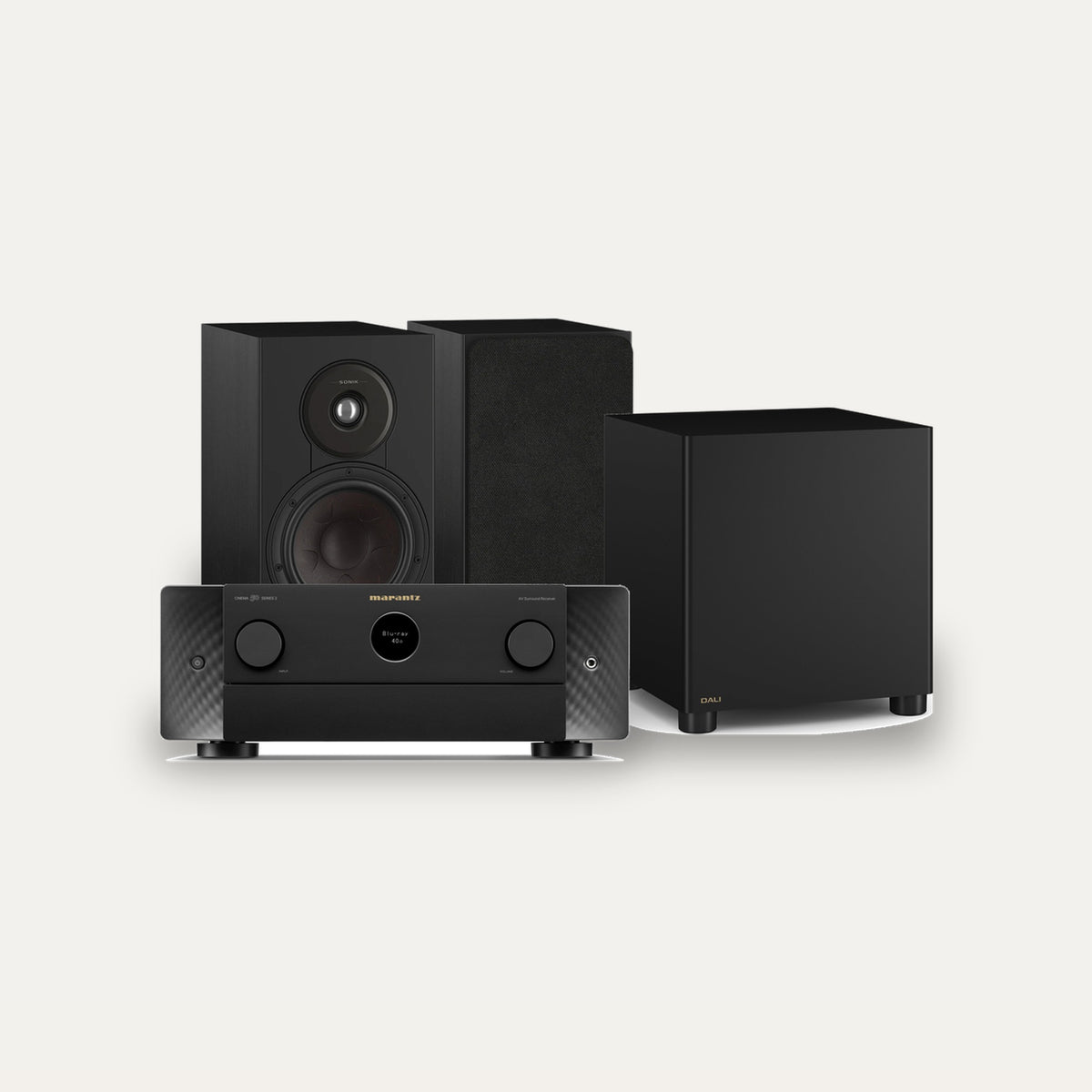 Marantz CINEMA 50 Series 2 + Dali Sonik 3 + Basik Sub 2.1 Cinema Set – Receiver Finish Black, Speaker Finish Black Ash
