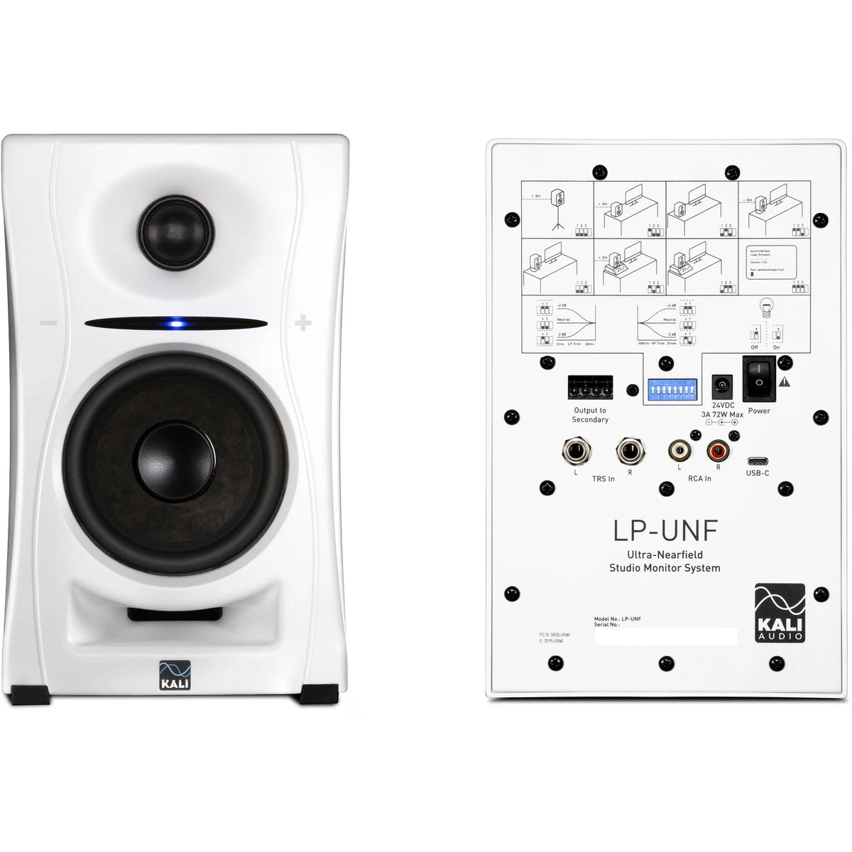Kali Audio LP-UNF active nearfield monitors, black front view 5