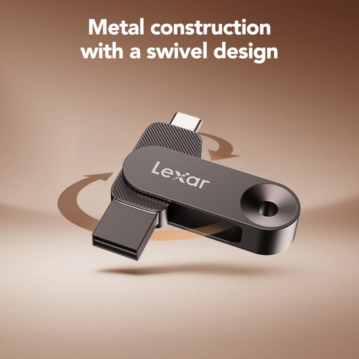 Lexar JumpDrive D500 metal swivel design with dual connectors