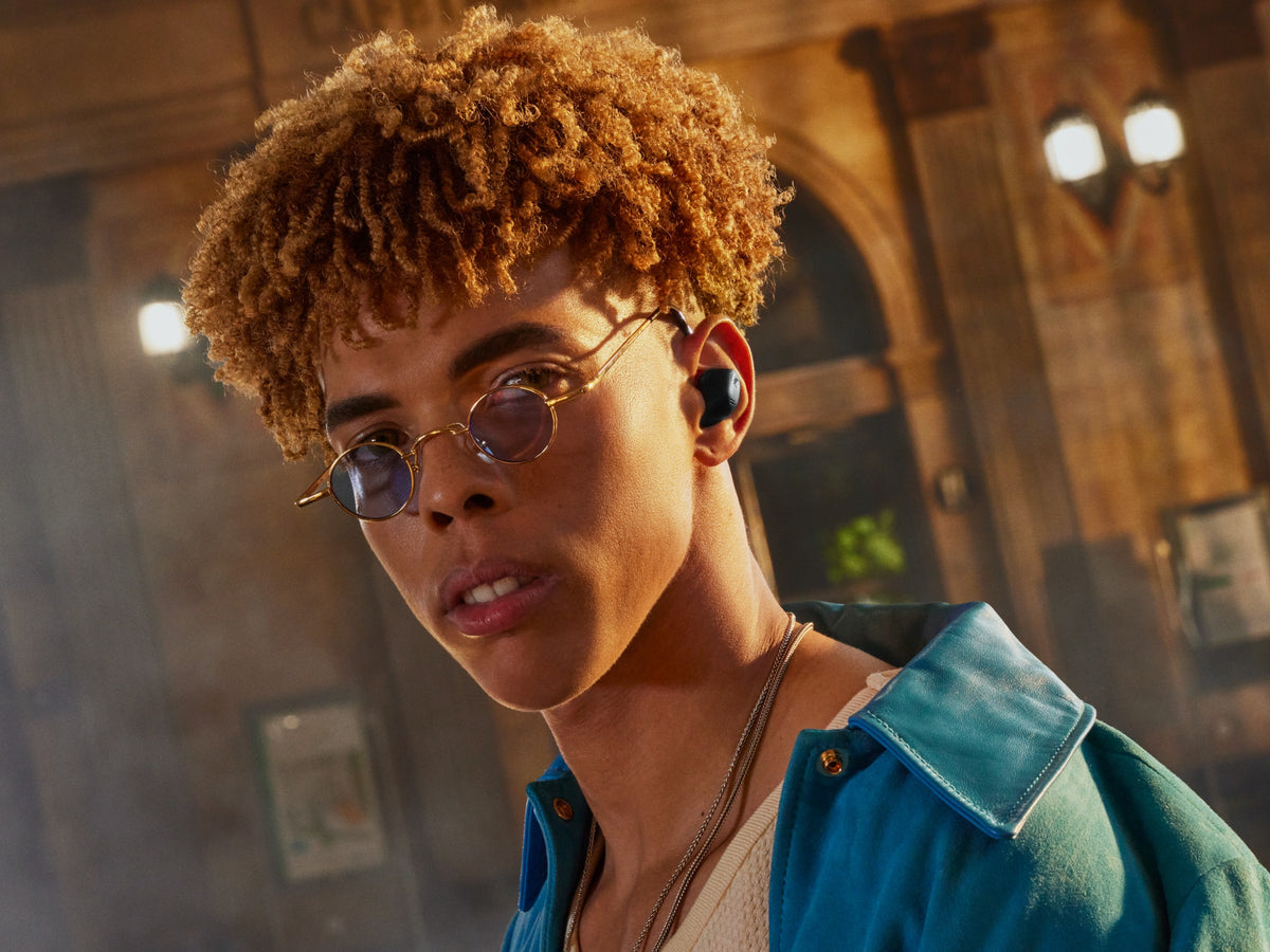 Sennheiser Accentum True Wireless true wireless earbuds, black, in use