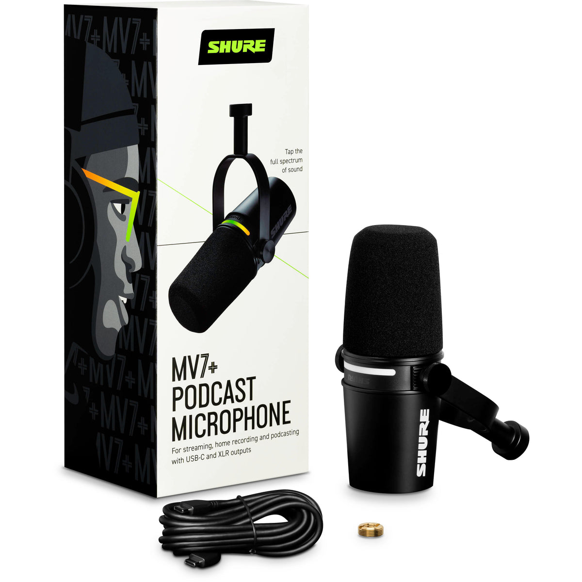 Shure MV7+ USB and XLR podcast microphone
