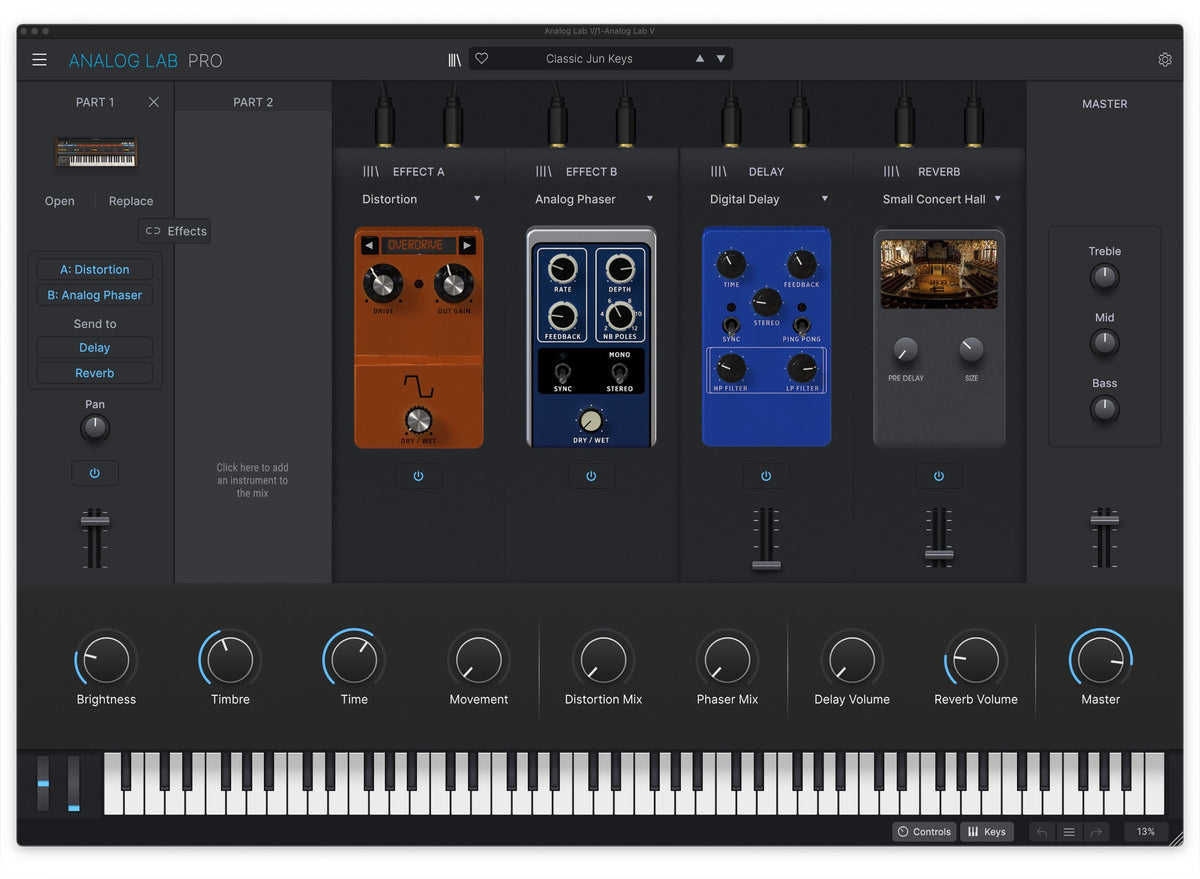 Arturia Analog Lab Pro music production software displayed on a computer screen in a professional studio setting.