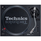 Technics SL-1210MKX, top view with slipmat and silver tonearm